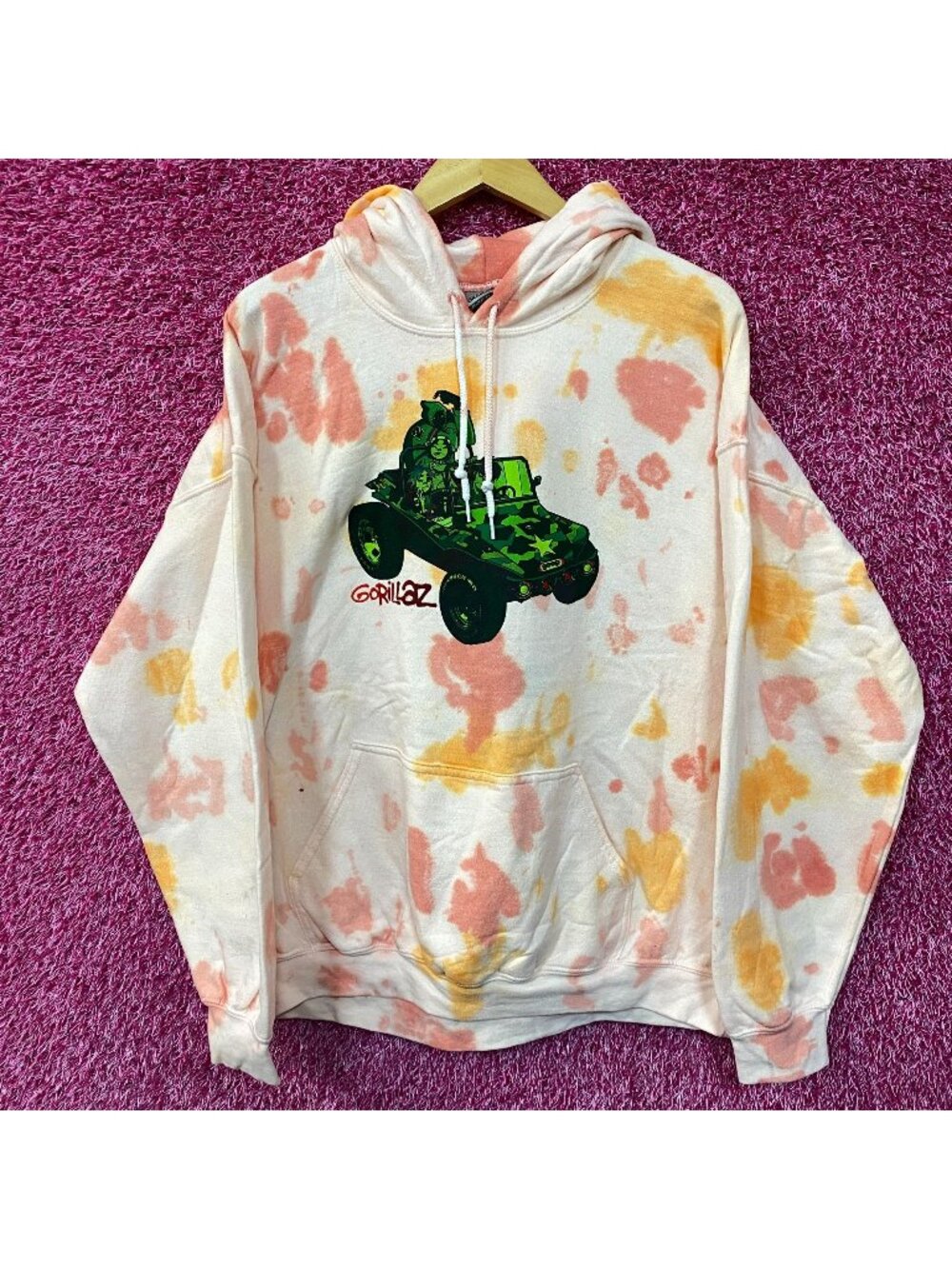 Gorillaz Self-Titled Album Cover Tie-Dye Hoodie Size Xl